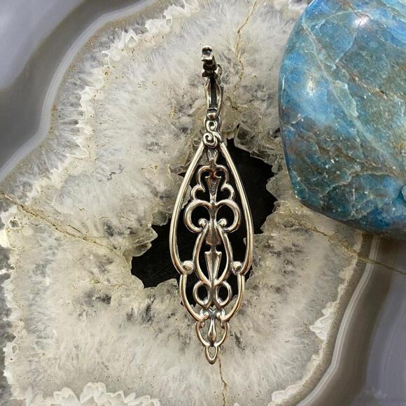 Carolyn Pollack Southwestern Style Sterling Marquise Filigree Enhancer Pendant - Picture 5 of 9